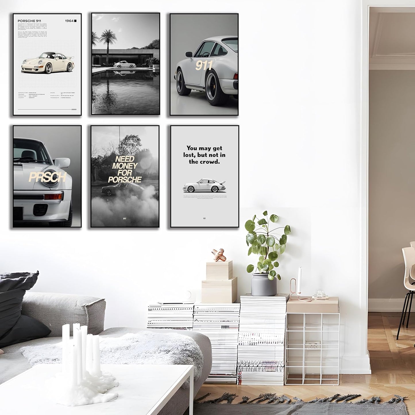 Set of 6 Car Posters Wall Art, Car Posters Vintage Car Print Car Poster, Old Car Poster, Minimal Car (Car 01 Unframed, 8X12X6)