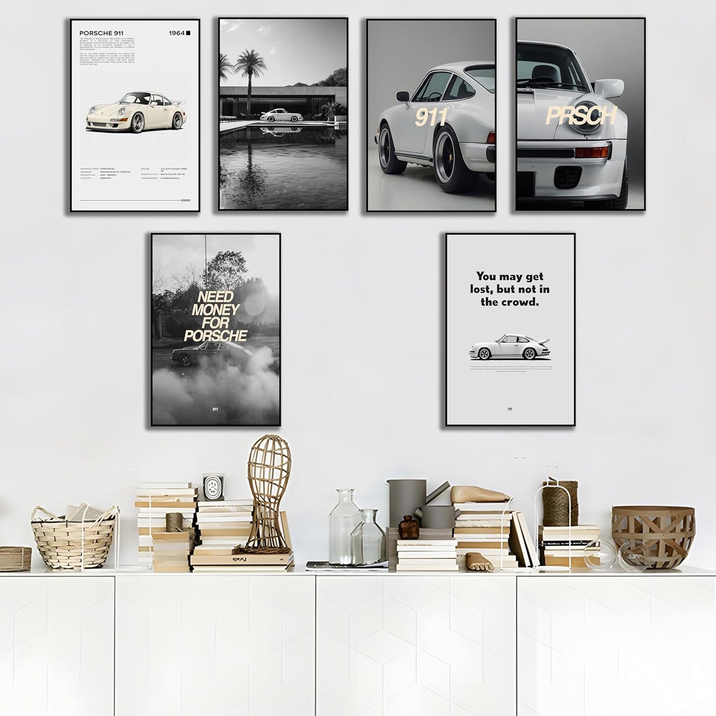 Set of 6 Car Posters Wall Art, Car Posters Vintage Car Print Car Poster, Old Car Poster, Minimal Car (Car 01 Unframed, 8X12X6)