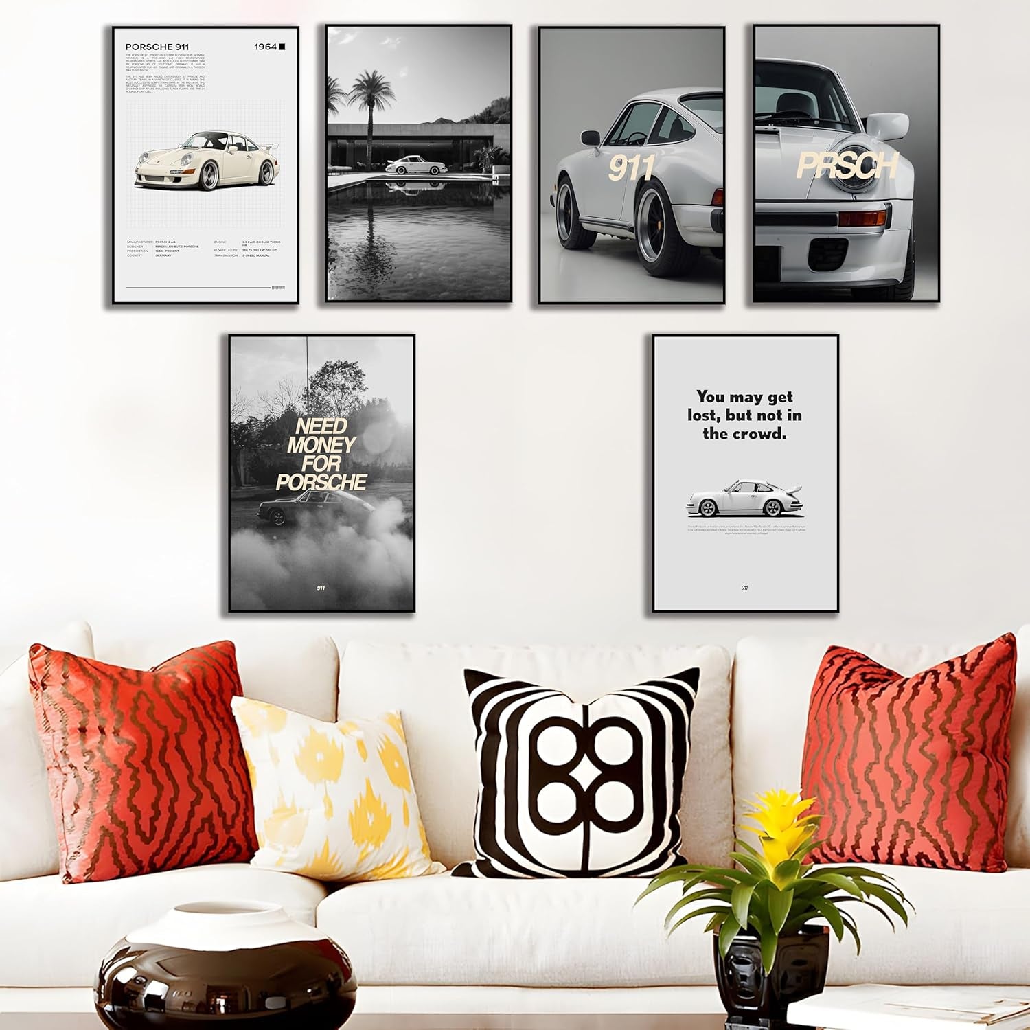 Set of 6 Car Posters Wall Art, Car Posters Vintage Car Print Car Poster, Old Car Poster, Minimal Car (Car 01 Unframed, 8X12X6)