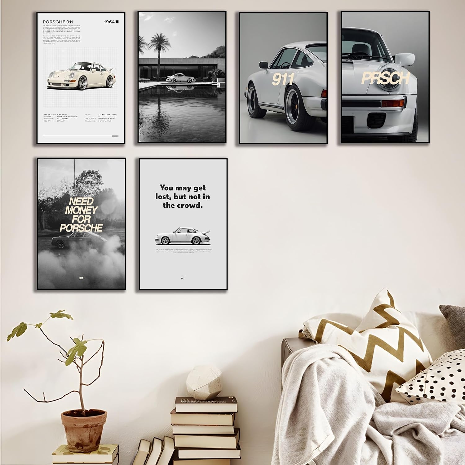 Set of 6 Car Posters Wall Art, Car Posters Vintage Car Print Car Poster, Old Car Poster, Minimal Car (Car 01 Unframed, 8X12X6)